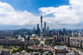 Canton Tower and the Pearl River cityscape in Guangzhou.